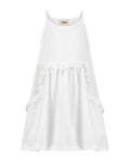 YRIO Ruffle Detail Dress — Pure White