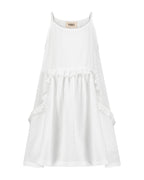 YRIO Ruffle Detail Dress — Pure White