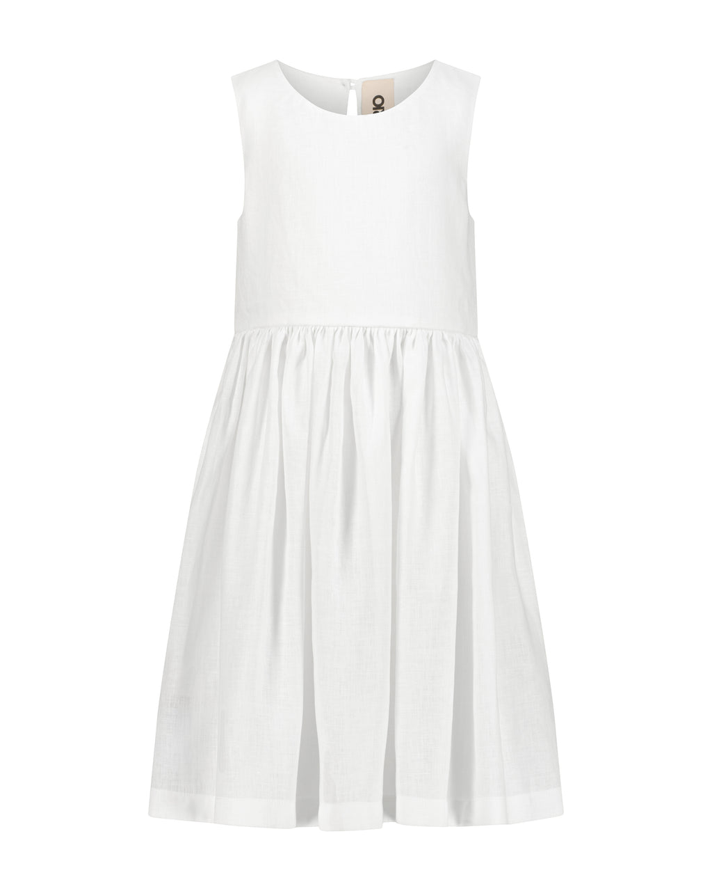 YRIO Gathered Midi Dress — Pure White