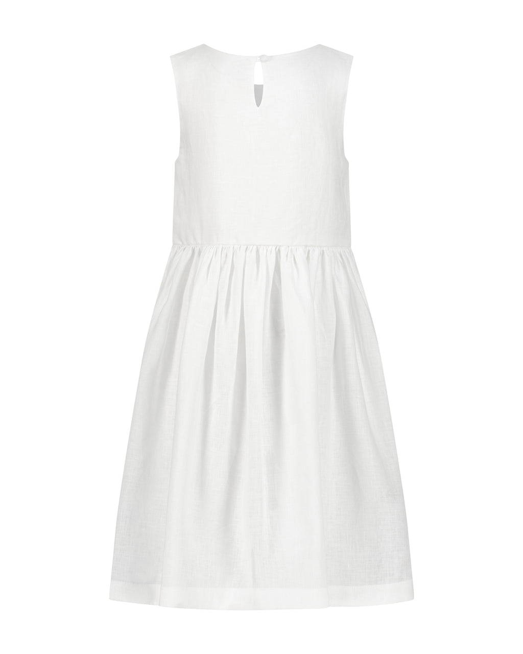 YRIO Gathered Midi Dress — Pure White