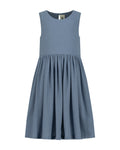 YRIO Gathered Midi Dress — Dusty Blue