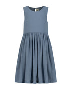 YRIO Gathered Midi Dress — Dusty Blue