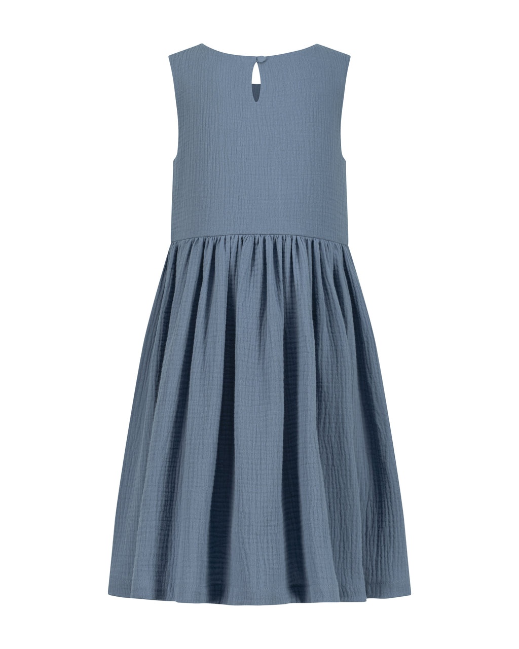 YRIO Gathered Midi Dress — Dusty Blue