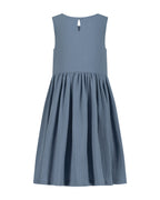 YRIO Gathered Midi Dress — Dusty Blue