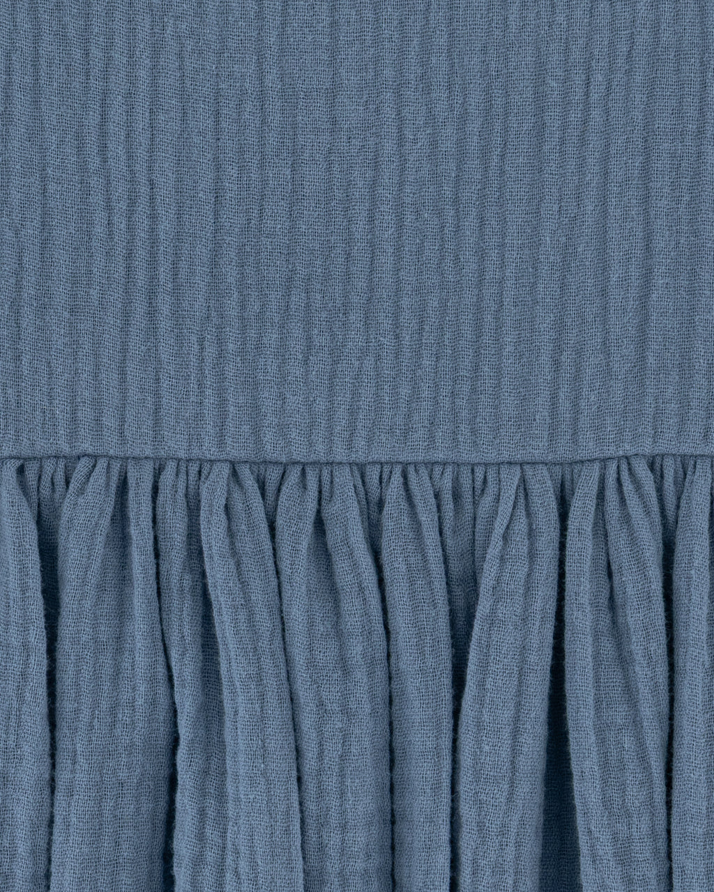 YRIO Gathered Midi Dress — Dusty Blue