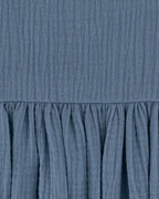 YRIO Gathered Midi Dress — Dusty Blue
