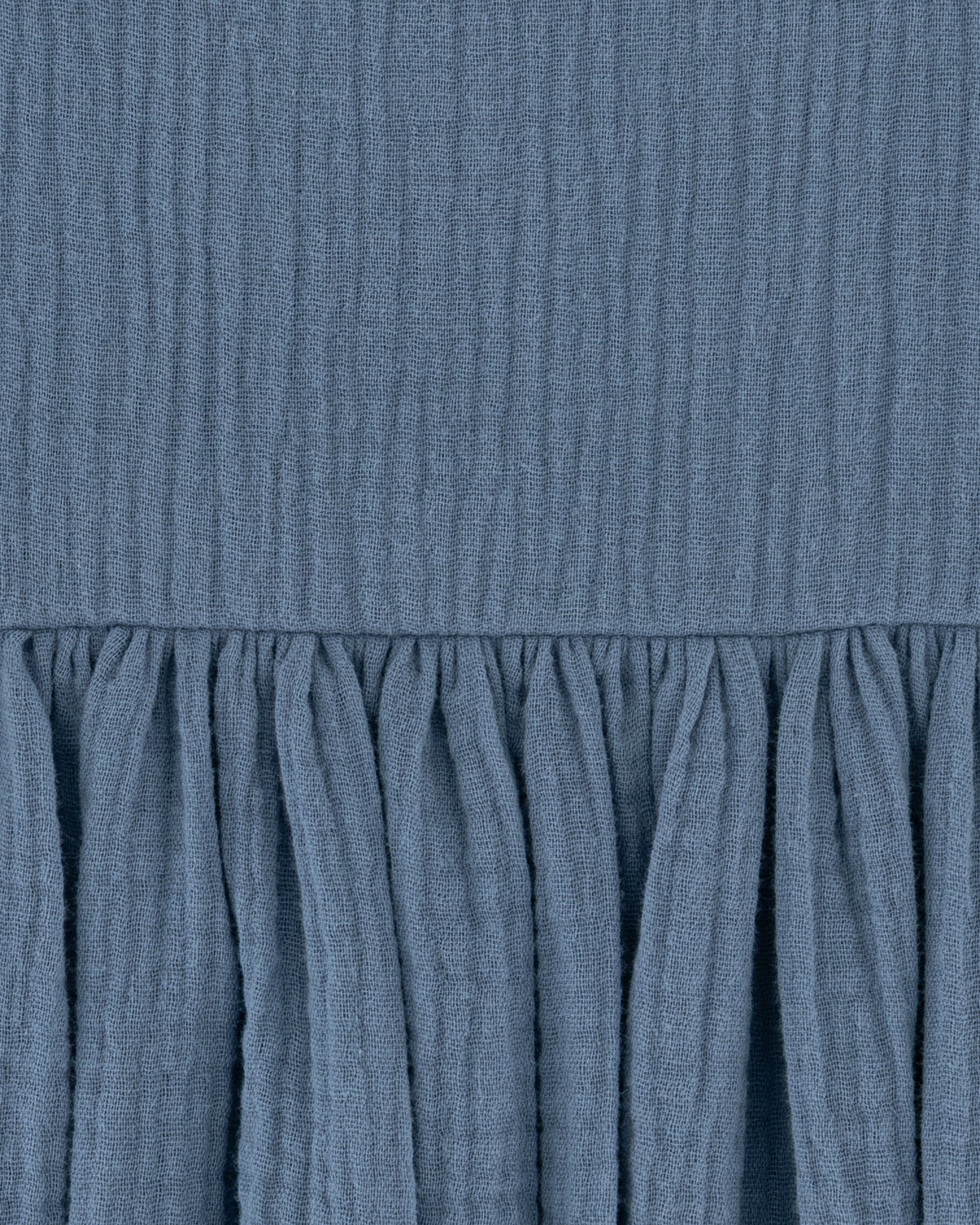 YRIO Gathered Midi Dress — Dusty Blue