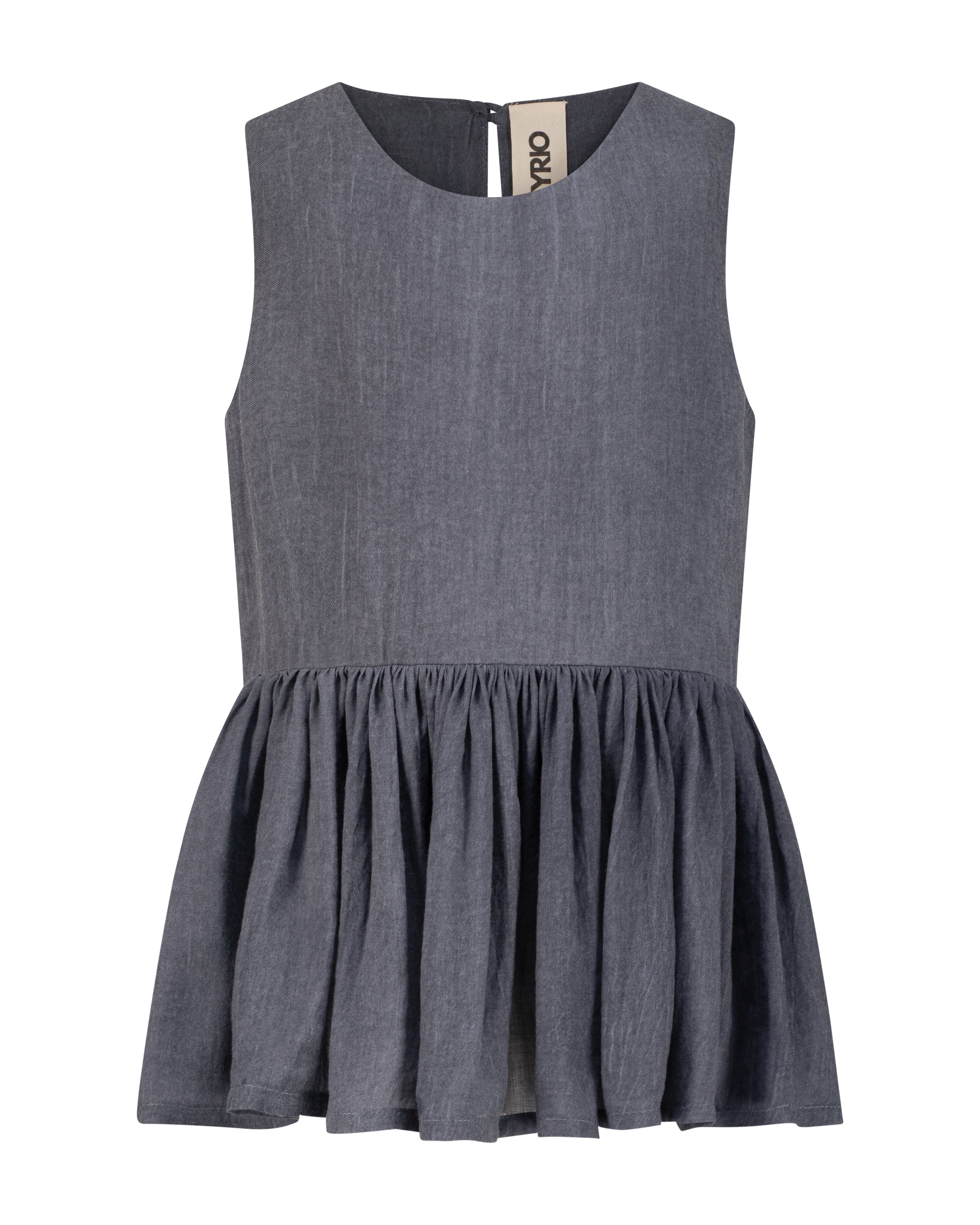 YRIO Gathered Peplum Top — Blue Grey