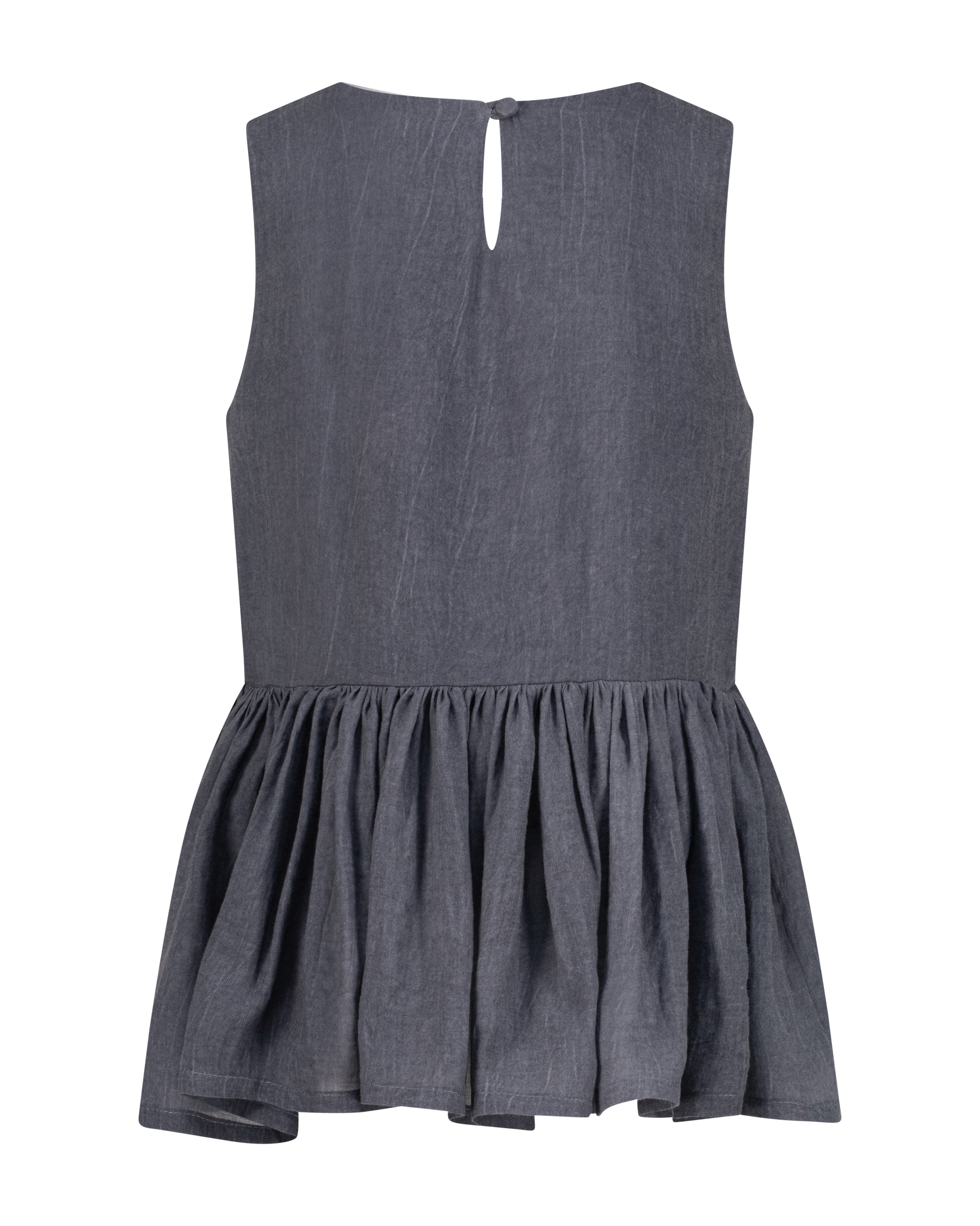 YRIO Gathered Peplum Top — Blue Grey