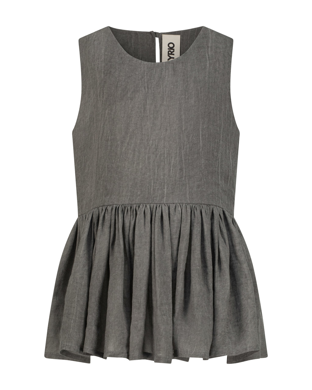YRIO Gathered Peplum Top — Charcoal
