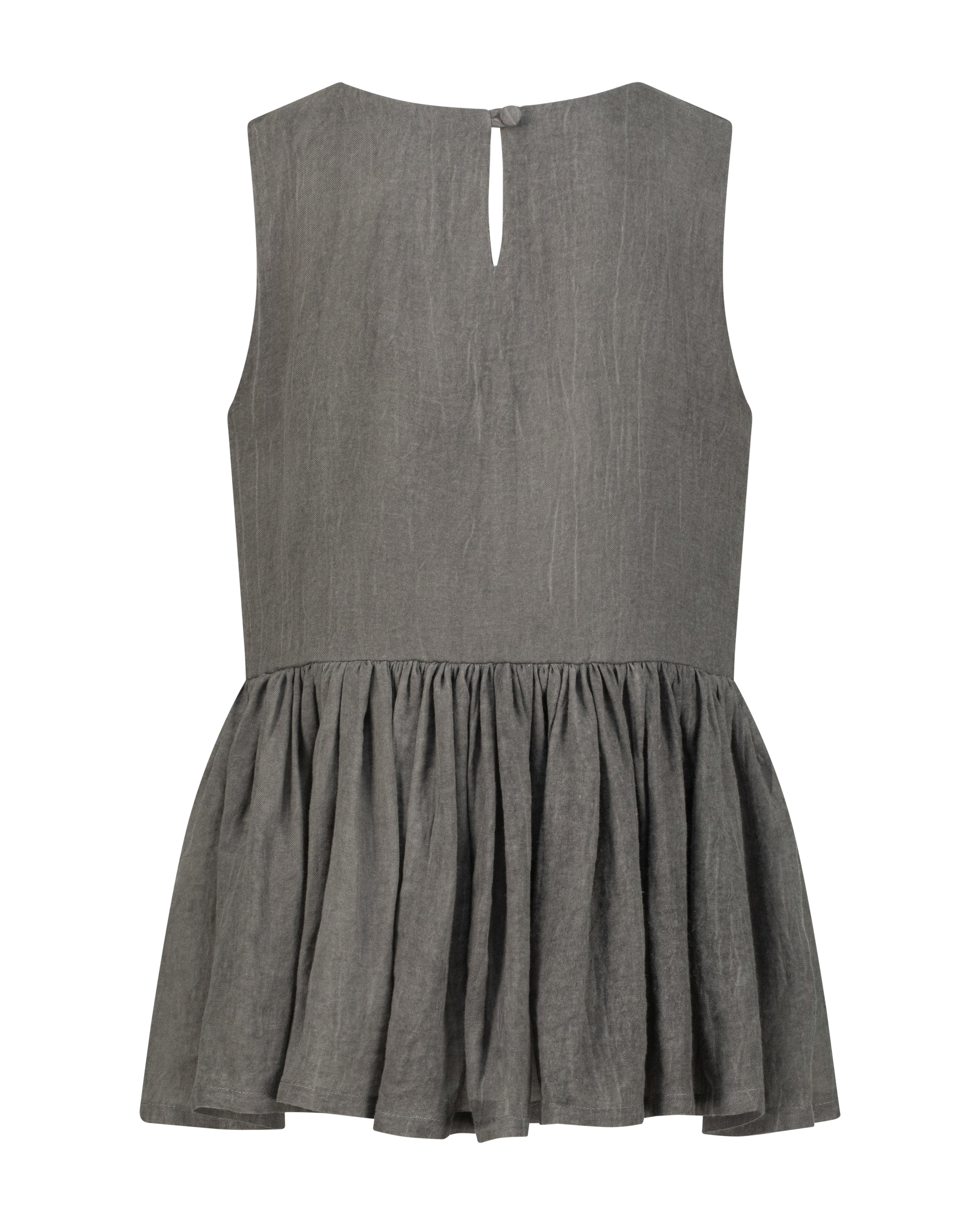 YRIO Gathered Peplum Top — Charcoal