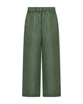 YRIO Wide-Leg Trousers — Forest Moss.