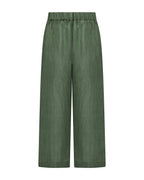 YRIO Wide-Leg Trousers — Forest Moss.