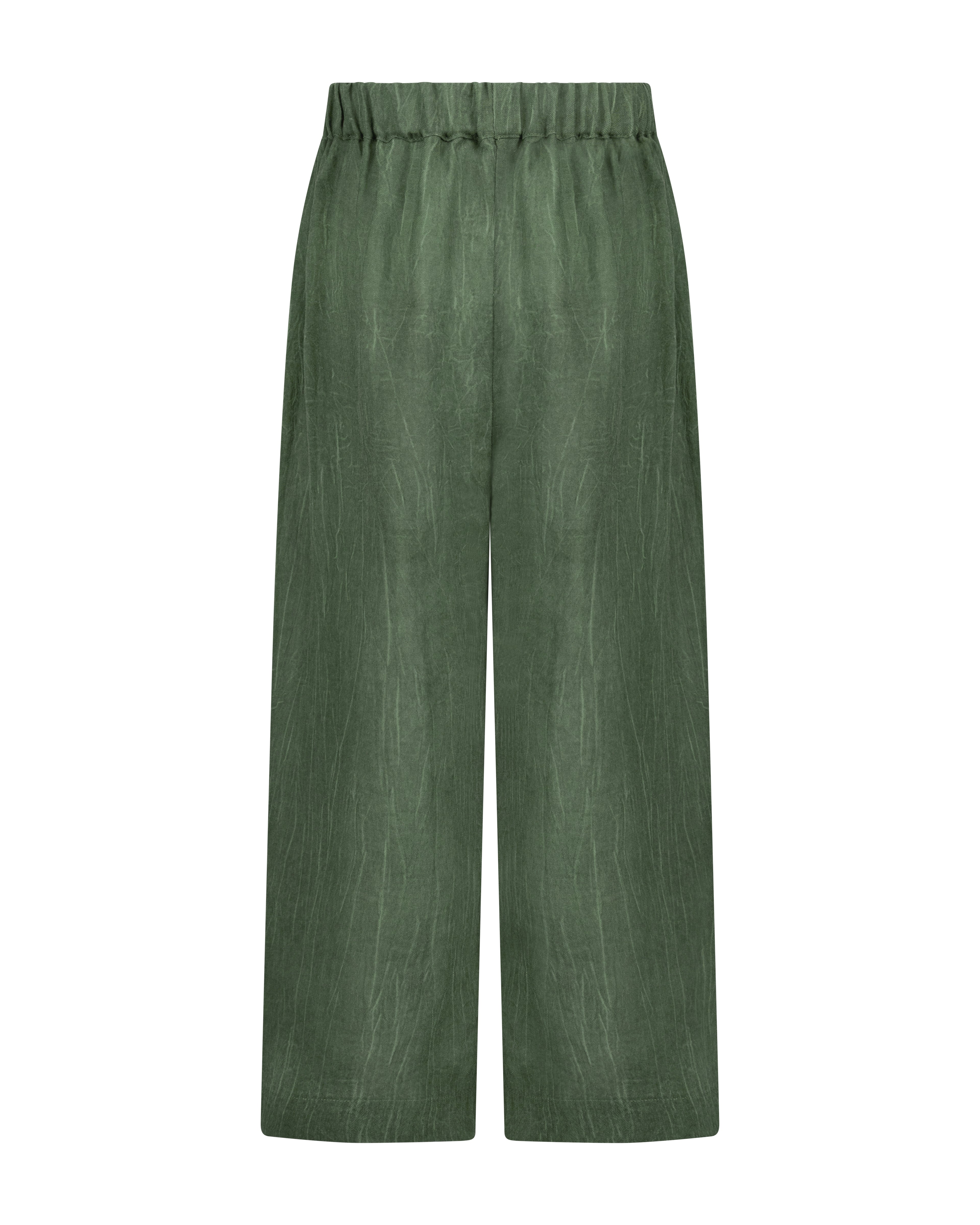 YRIO Wide-Leg Trousers — Forest Moss.