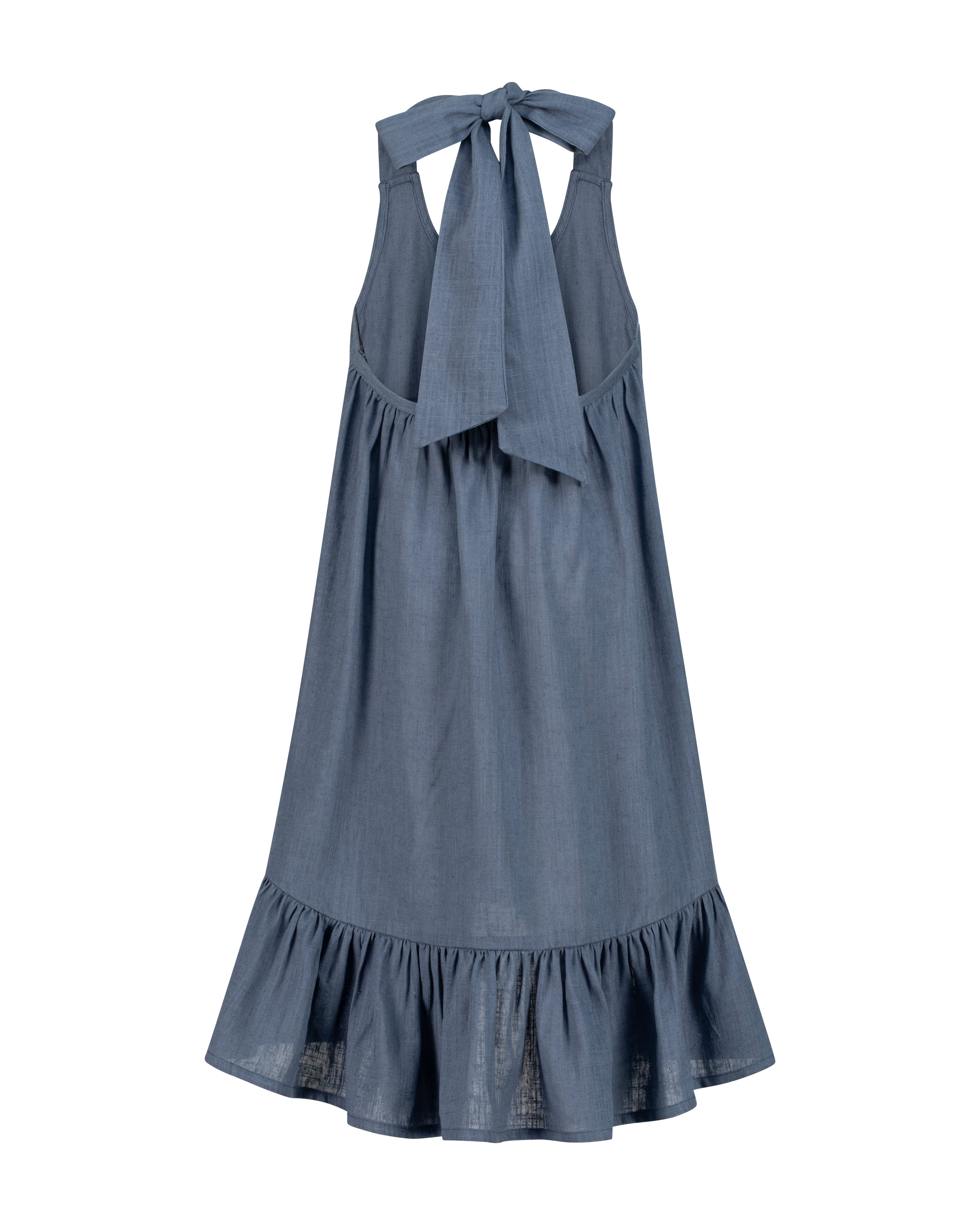 YRIO Tie-Back Dress — Dusty Blue