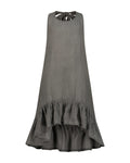 YRlO Linen Ruffle Dress – Charcoal Grey