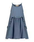 YRIO Ruffle Detail Dress — Dusty Blue