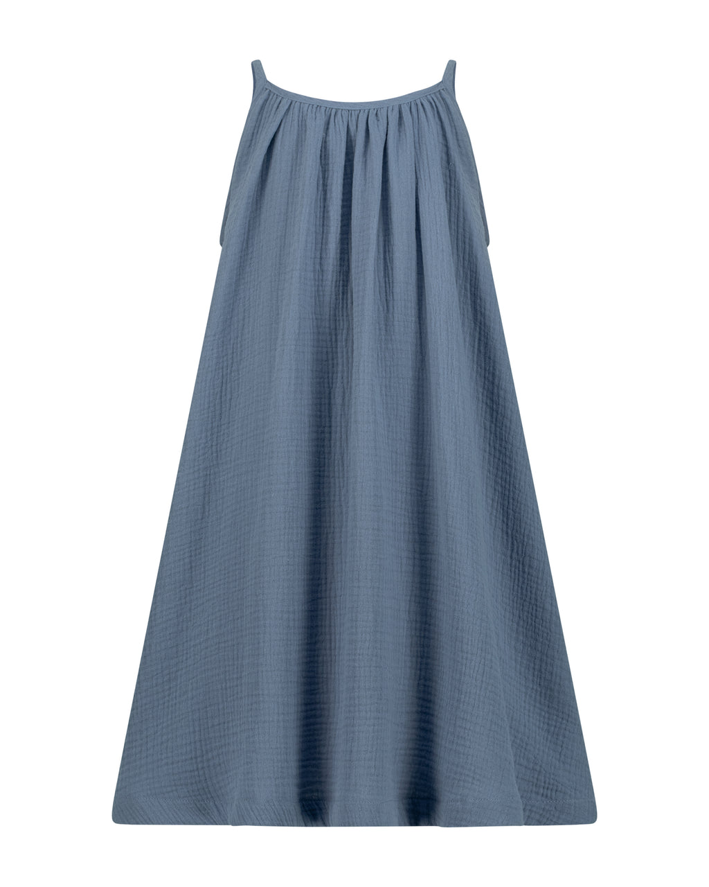 YRIO Ruffle Detail Dress — Dusty Blue
