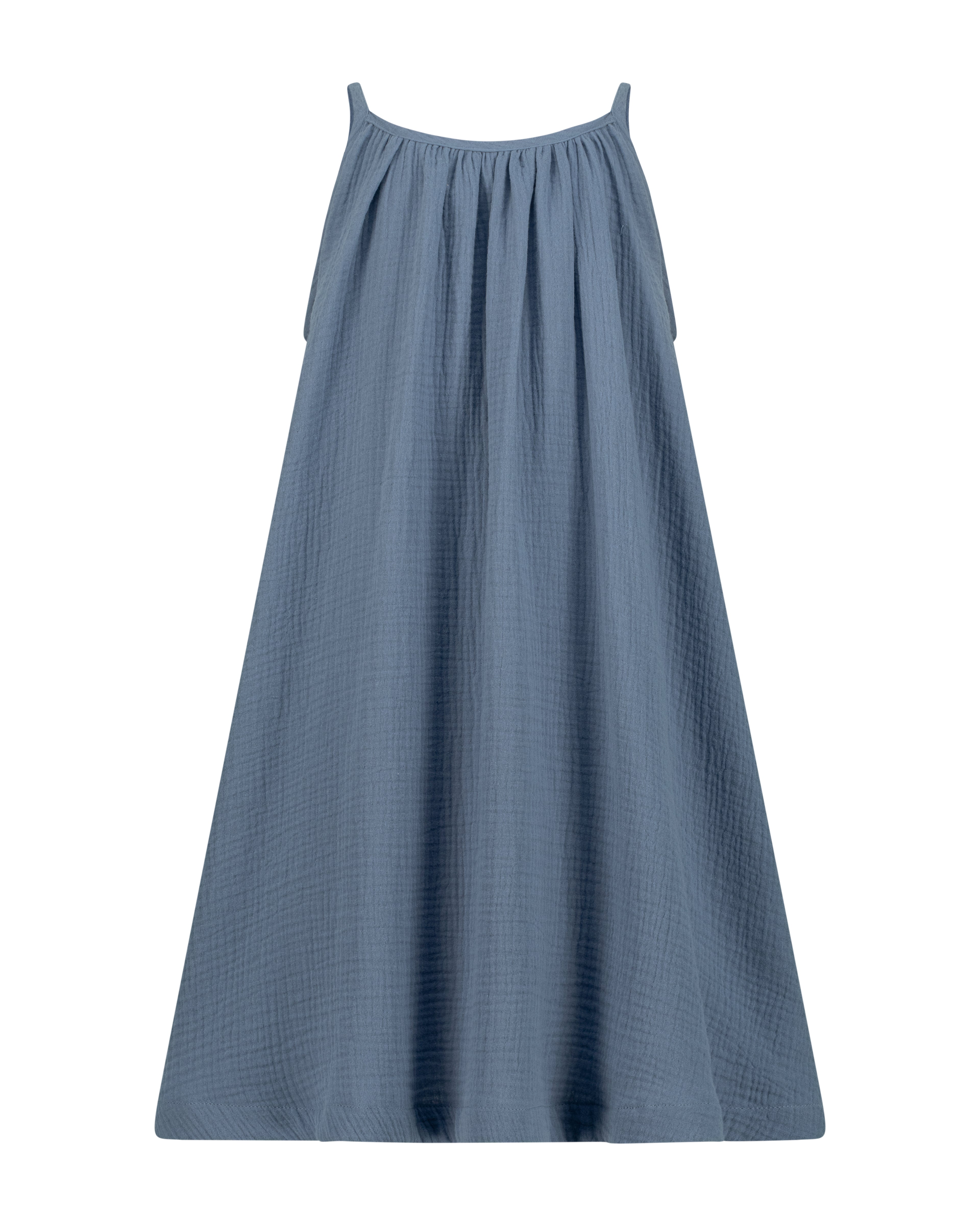 YRIO Ruffle Detail Dress — Dusty Blue