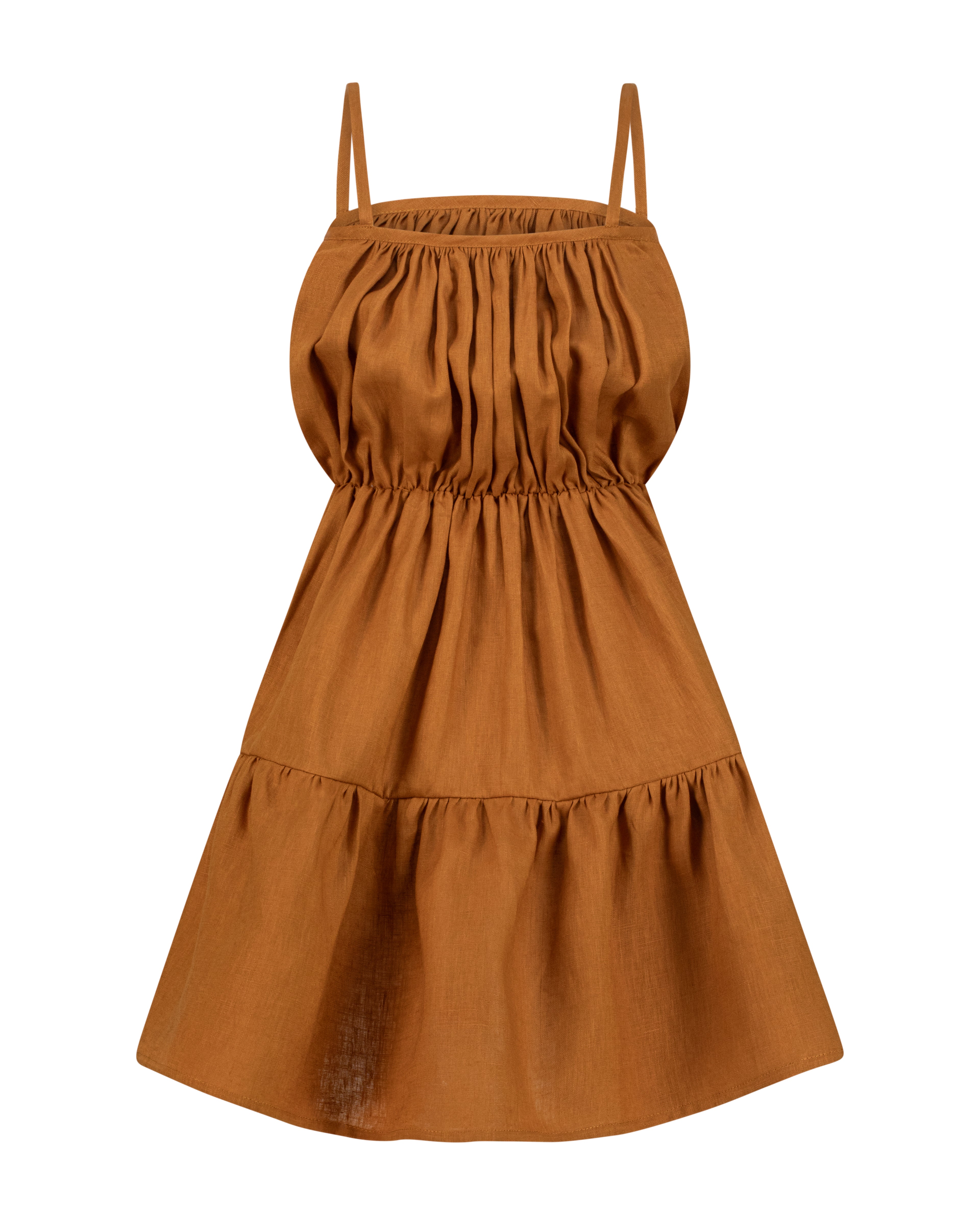 YRIO Tiered Dress — Burnt Caramel