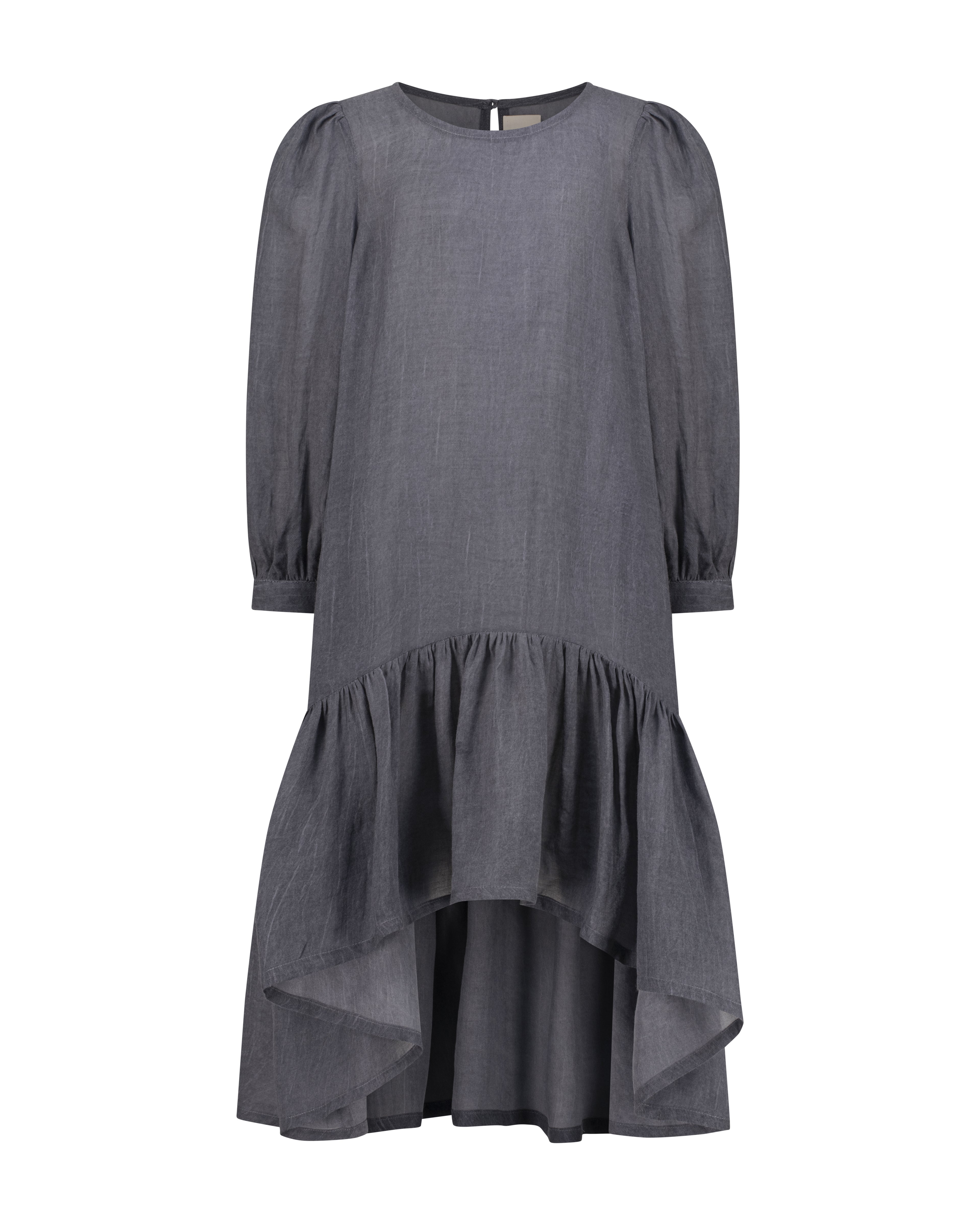 YRIO Asymmetrical Hem Dress — Charcoal Grey