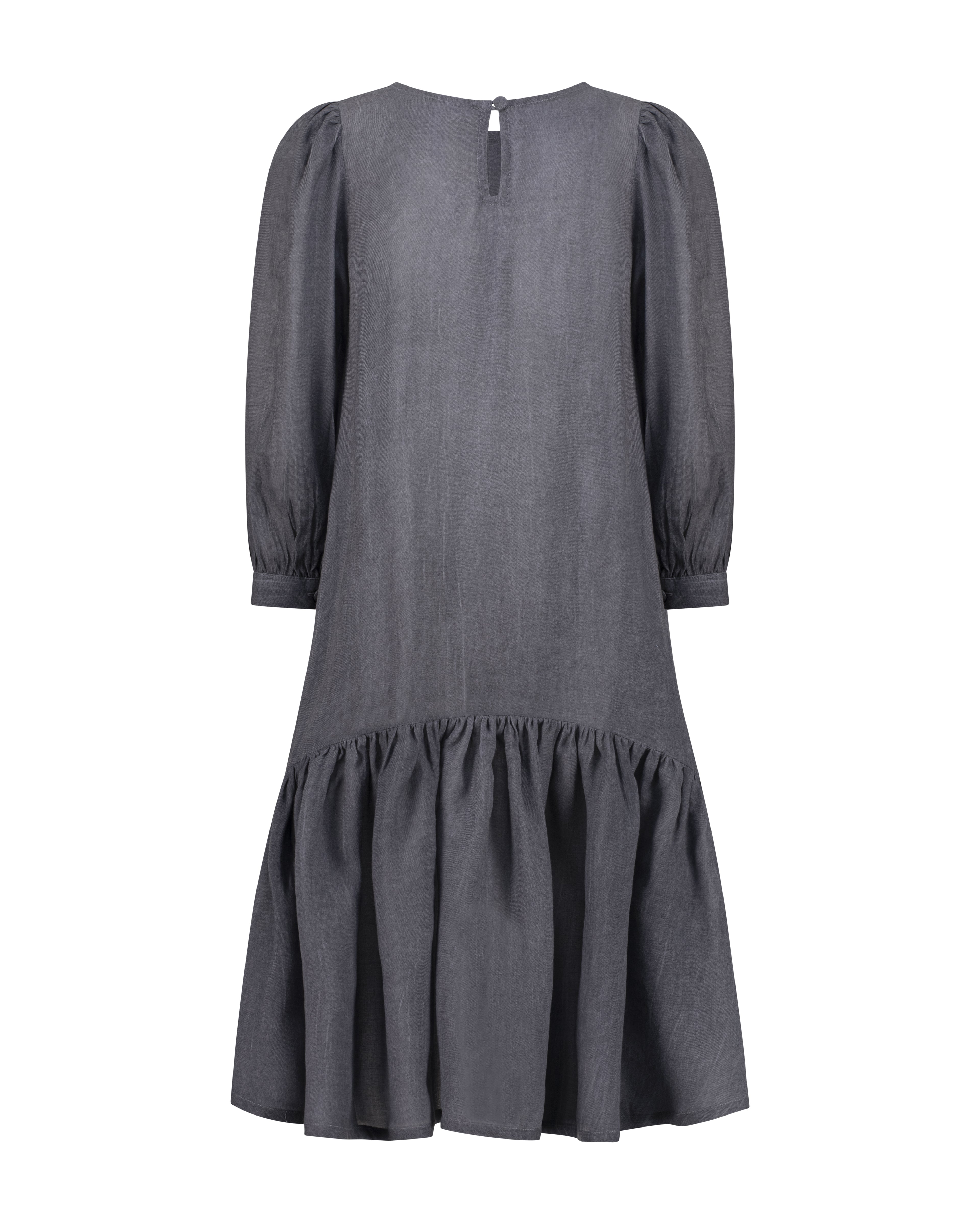 YRIO Asymmetrical Hem Dress — Charcoal Grey