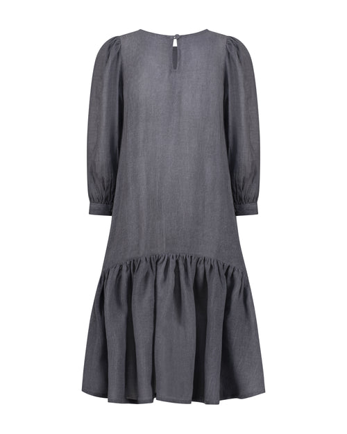 YRIO Asymmetrical Hem Dress — Charcoal Grey