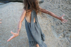 YRlO Linen Ruffle Dress – Charcoal Grey