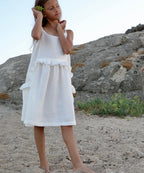 YRIO Ruffle Detail Dress — Pure White