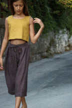 YRIO Wide-Leg Trousers — Rosewood Blush