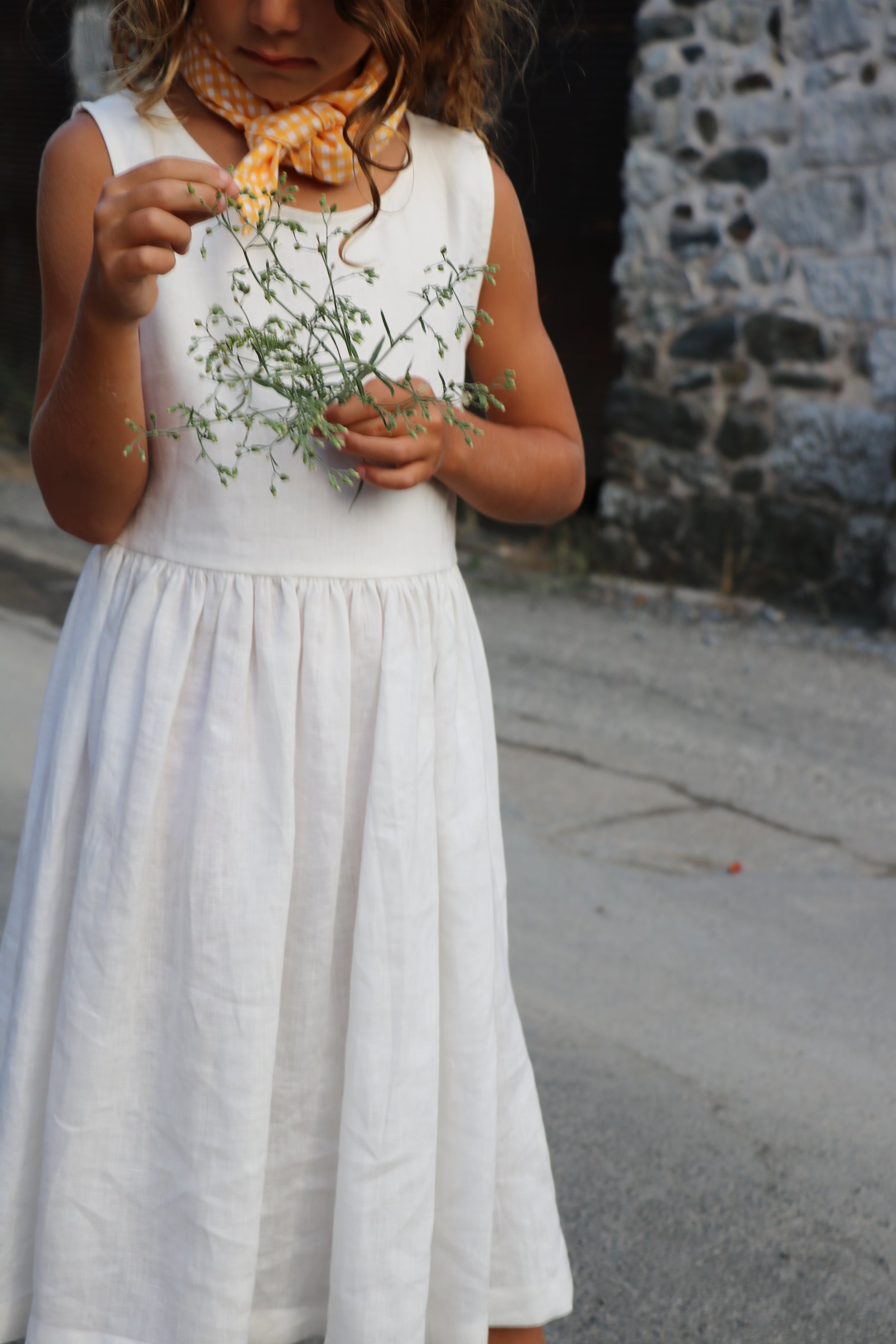 YRIO Gathered Midi Dress — Pure White