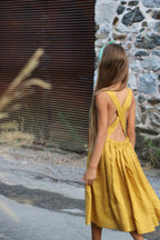 YRIO Cross-Back Dress — Mustard Ochre