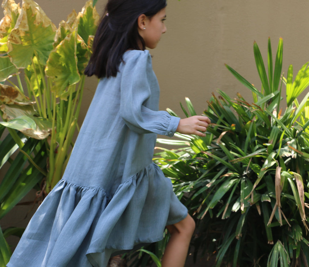 YRIO Asymmetrical Hem Dress —Washed Graphite