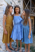 YRIO Cross-Back Dress — Mustard Ochre