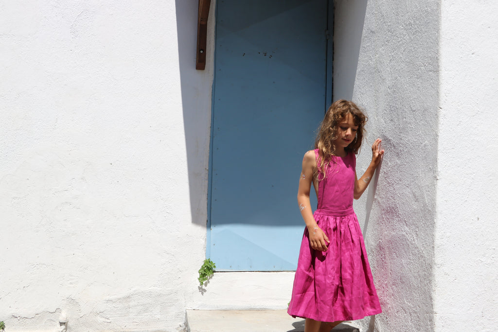 YRIO Cross-Back Dress — Raspberry Rose
