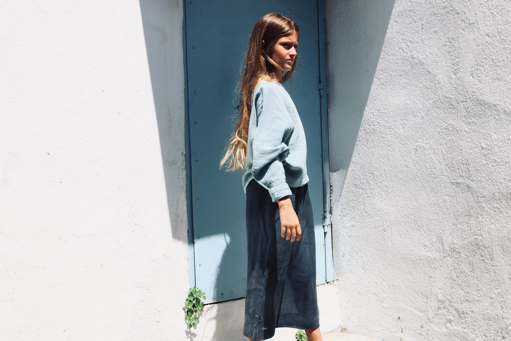 YRIO Wide-Leg Trousers — Coastal Blue