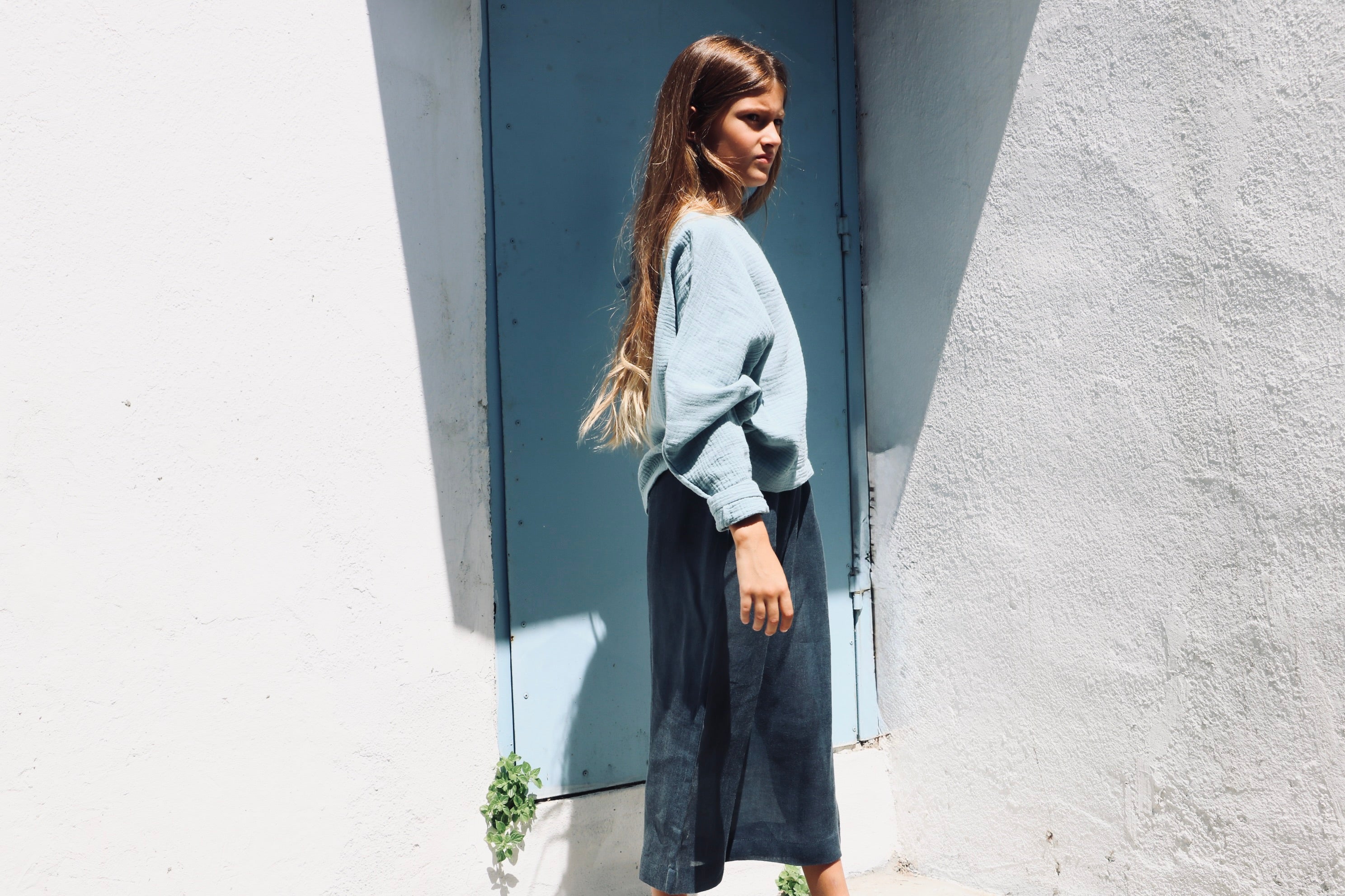 YRIO Wide-Leg Trousers — Coastal Blue