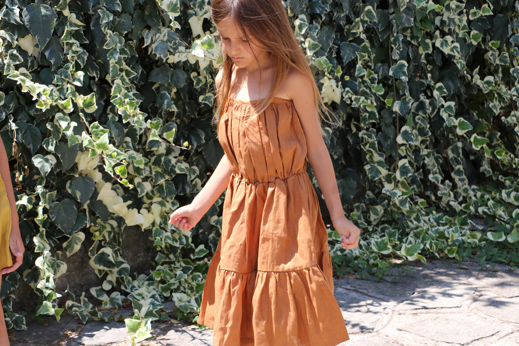 YRIO Tiered Dress — Burnt Caramel